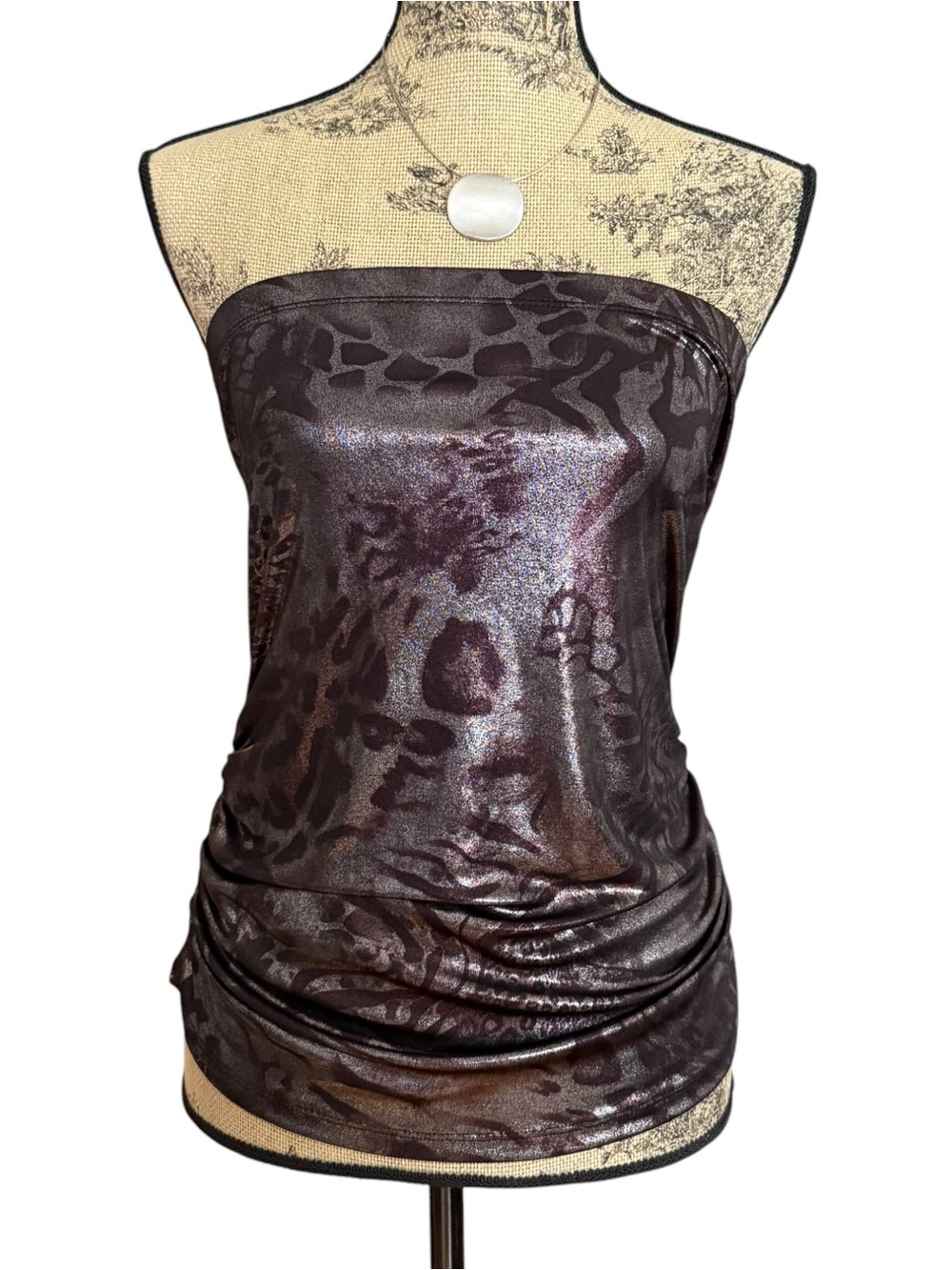 Y2K Strapless Metallic Animal Print Tube Top Size L